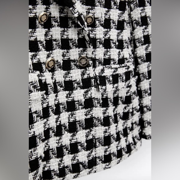 Zara Houndstooth Double Breasted Blazer with Detailed Buttons Size Small - Picture 6 of 10